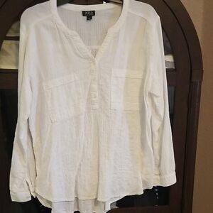 a.n.a Women's Cream Long Sleeve Blouse